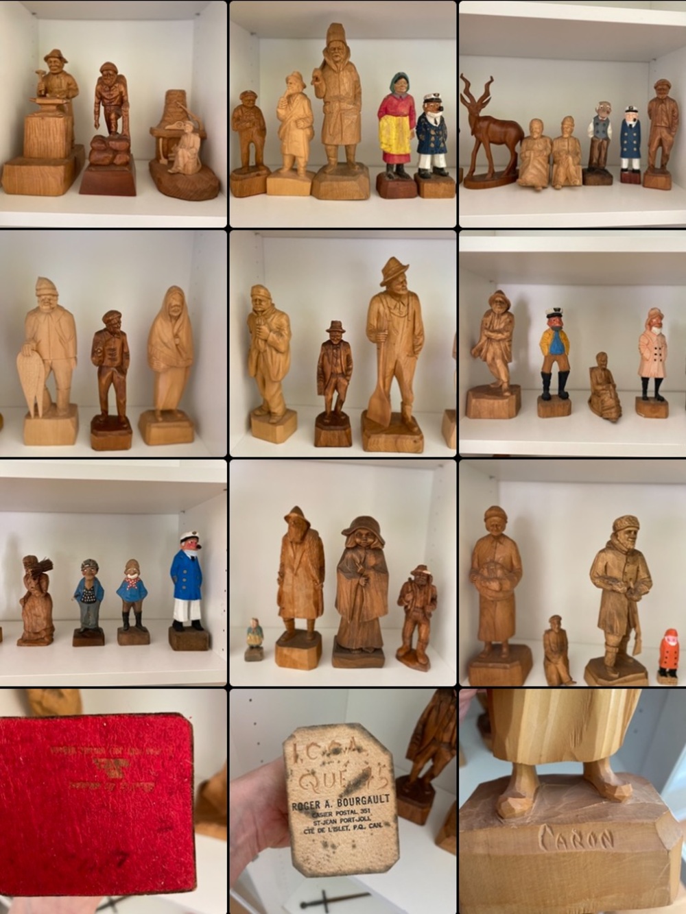 36 Hand-Carved Wooden Figure - Natural Wood